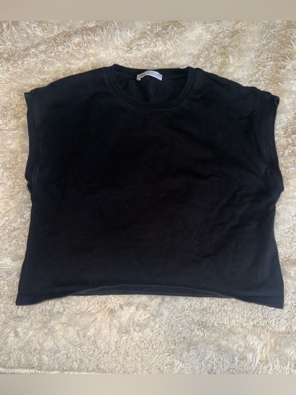 Zara Black Boxy Short Sleeve Crewneck Tee